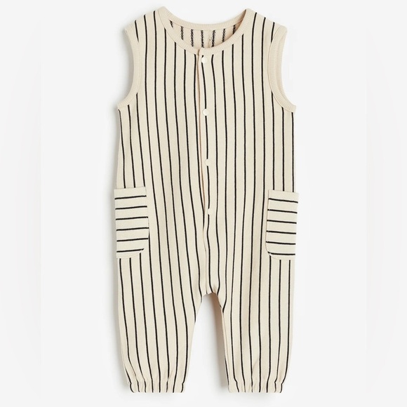 H&M Other - H&M Cream and Black Striped One Piece Romper 2T